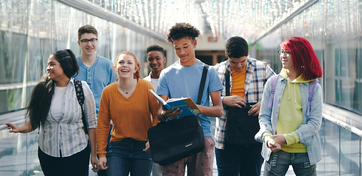 Group of student walking together